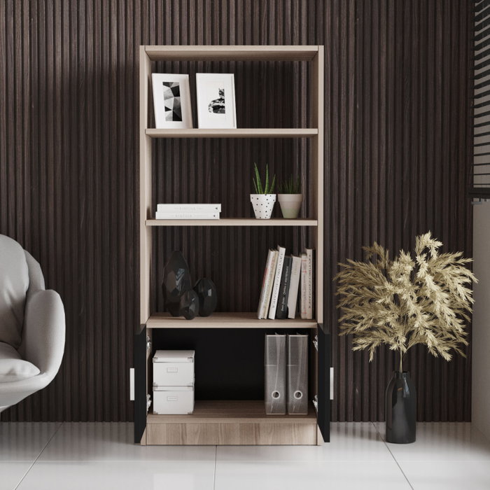 Hanah Home Vo4-Ob Estantería Roble y Negro